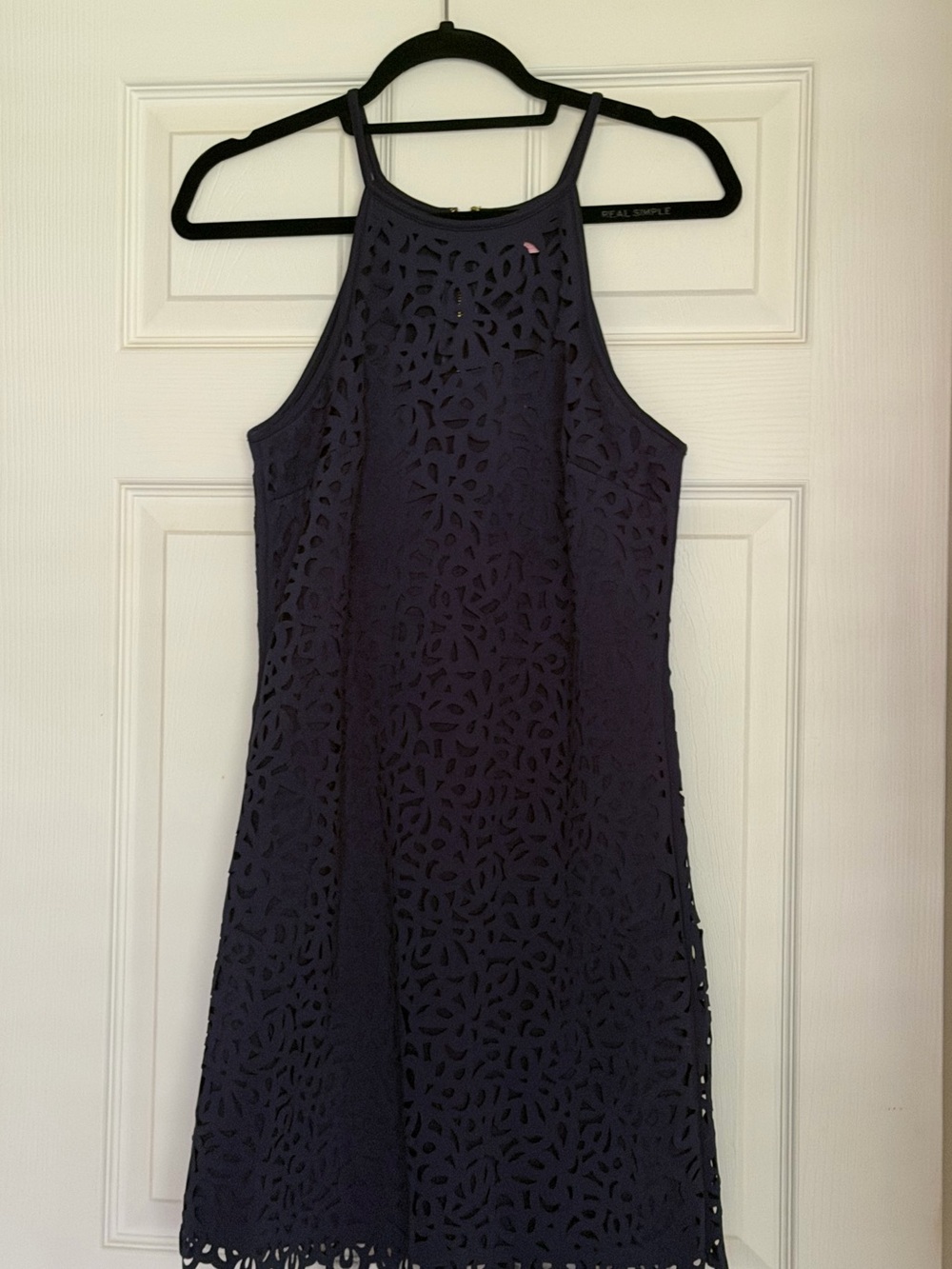 Lilly Pulitzer Navy Laser-Cut Halter Mini Dress